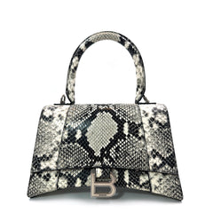 Balenciaga Hourglass Small Handbag Python Printed Black White