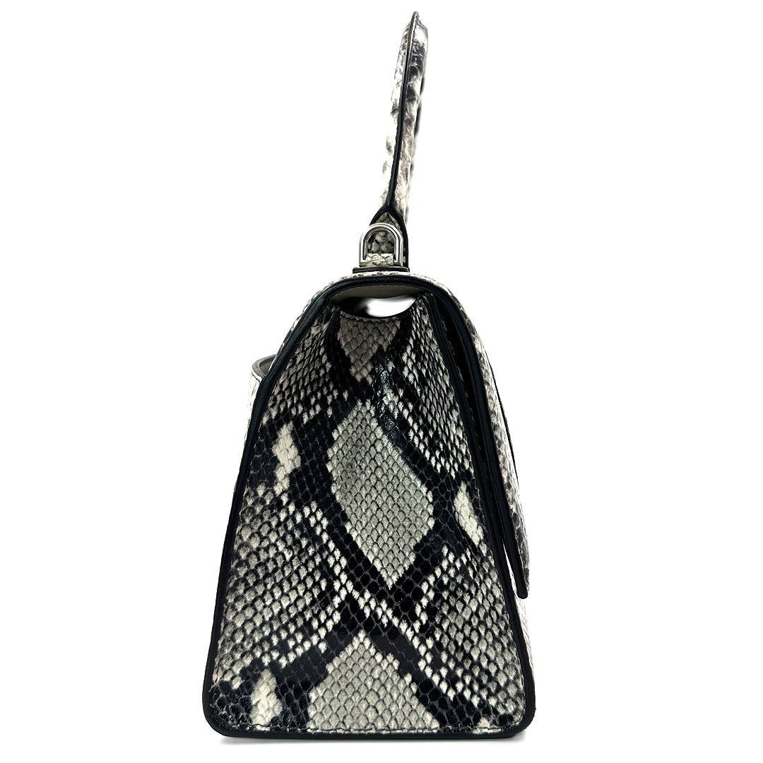 Balenciaga Hourglass Small Handbag Python Printed Black White - Gemaee  UAE