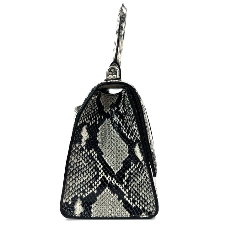 Balenciaga Hourglass Small Handbag Python Printed Black White - Gemaee  UAE