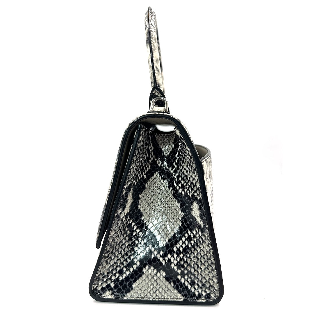Balenciaga Hourglass Small Handbag Python Printed Black White - Gemaee  UAE