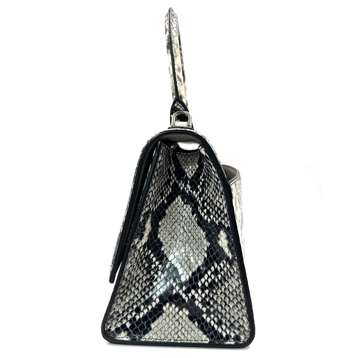 Balenciaga Hourglass Small Handbag Python Printed Black White - Gemaee  UAE