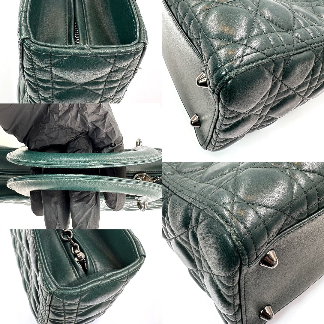 Dior Green Cannage Leather Large Lady Dior Tote Bag - Gemaee  UAE