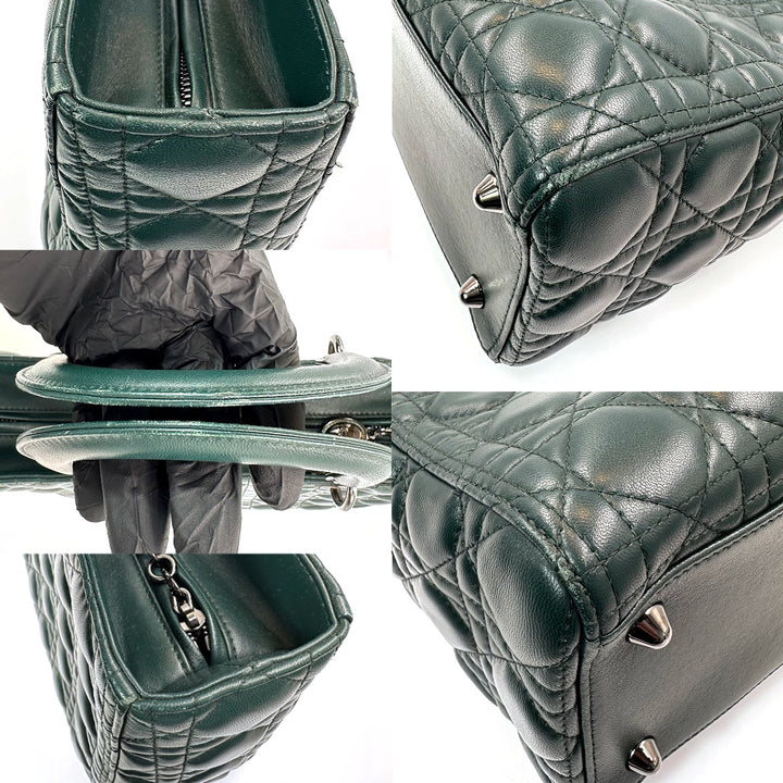 Dior Green Cannage Leather Large Lady Dior Tote Bag - Gemaee  UAE
