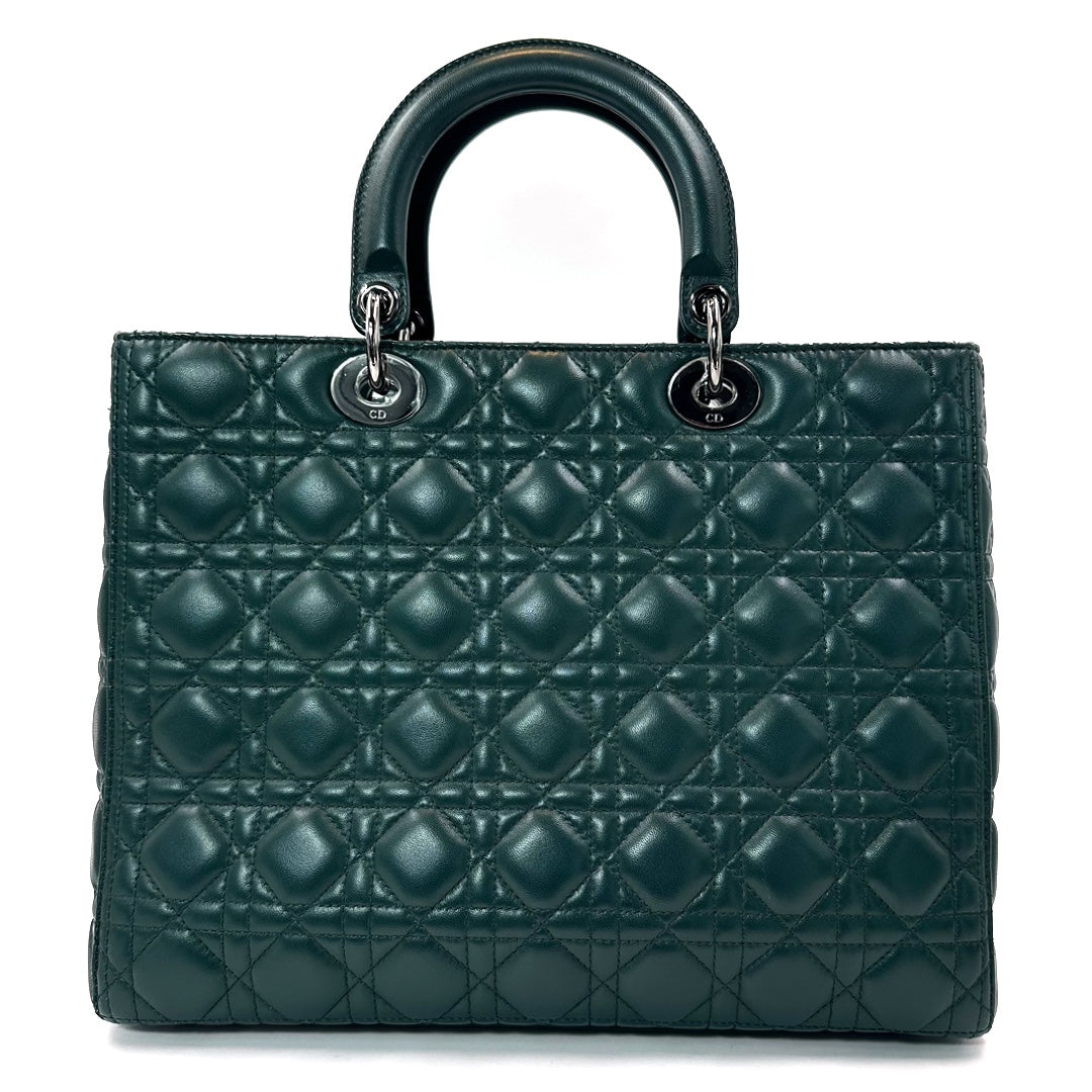 Dior Green Cannage Leather Large Lady Dior Tote Bag - Gemaee  UAE