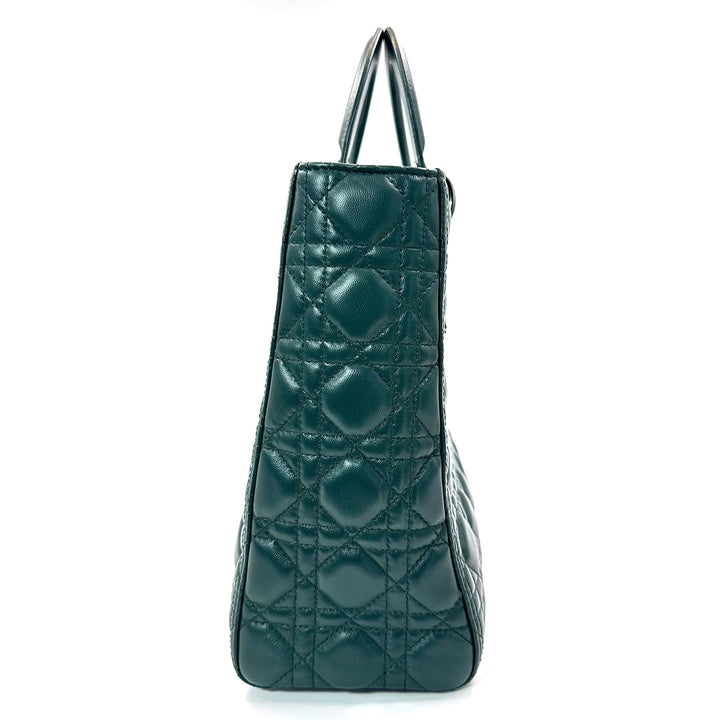 Dior Green Cannage Leather Large Lady Dior Tote Bag - Gemaee  UAE