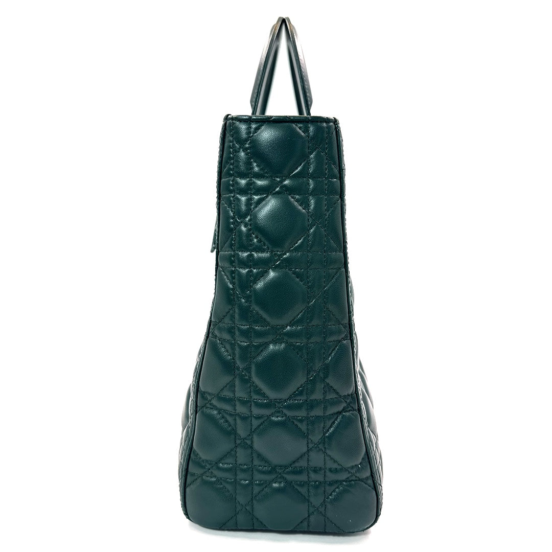 Dior Green Cannage Leather Large Lady Dior Tote Bag - Gemaee  UAE