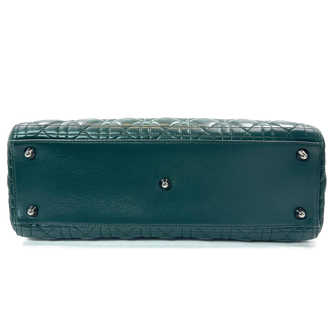 Dior Green Cannage Leather Large Lady Dior Tote Bag - Gemaee  UAE