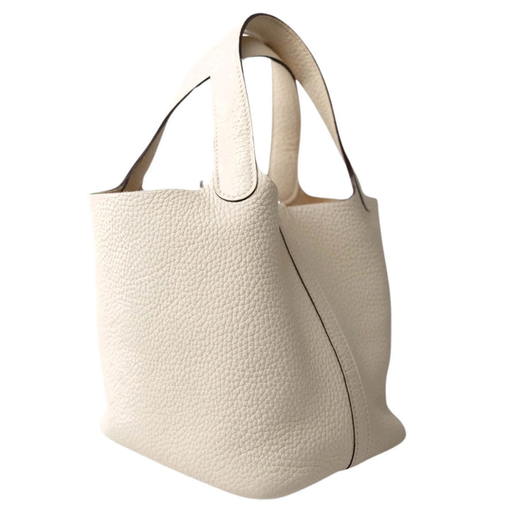 Hermès Picotin Lock 18 Clemence Leather Bag in Nata with Palladium Hardware