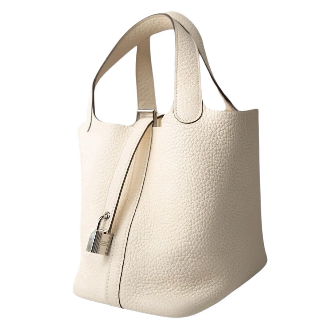 Hermès Picotin Lock 18 Clemence Leather Bag in Nata with Palladium Hardware