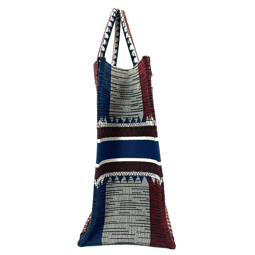 Dior Large French Flag Book Tote Bag in Blue and Red Canvas - Gemaee  UAE