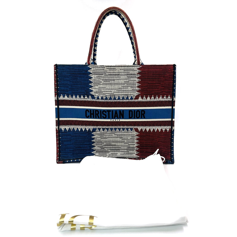 Dior Large French Flag Book Tote Bag in Blue and Red Canvas - Gemaee  UAE