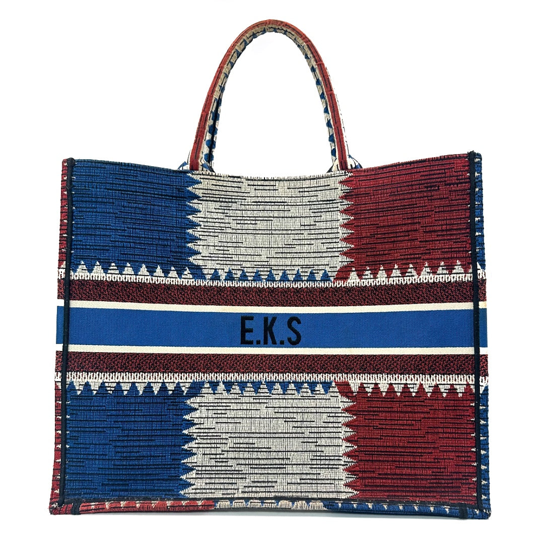 Dior Large French Flag Book Tote Bag in Blue and Red Canvas - Gemaee  UAE