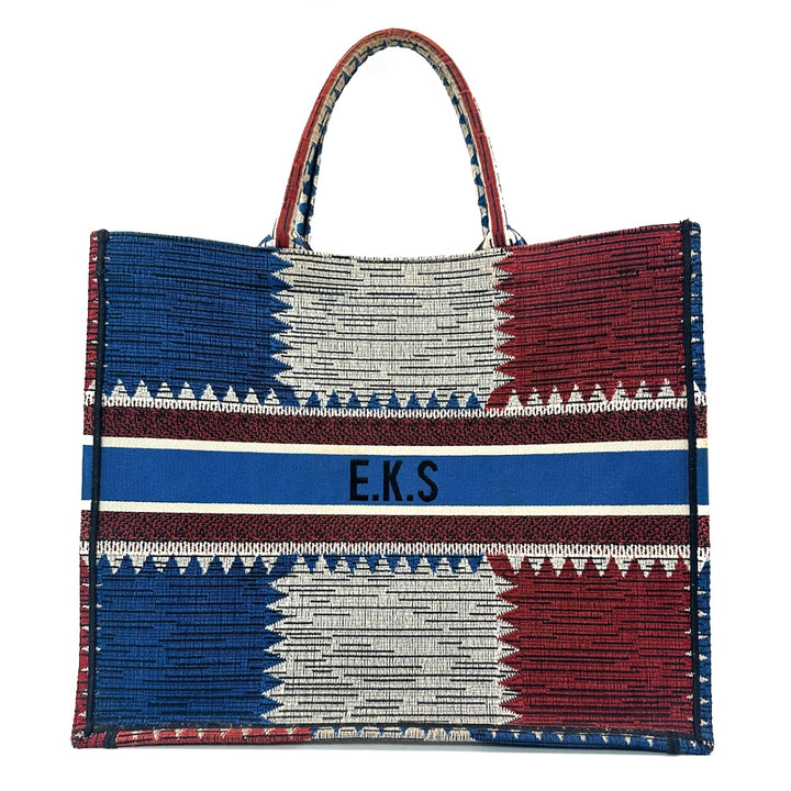 Dior Large French Flag Book Tote Bag in Blue and Red Canvas - Gemaee  UAE