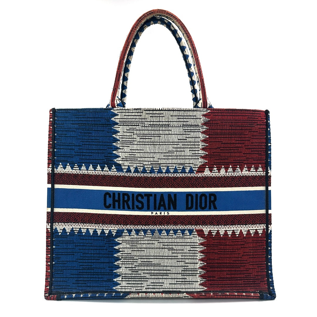 Dior Large French Flag Book Tote Bag in Blue and Red Canvas - Gemaee  UAE