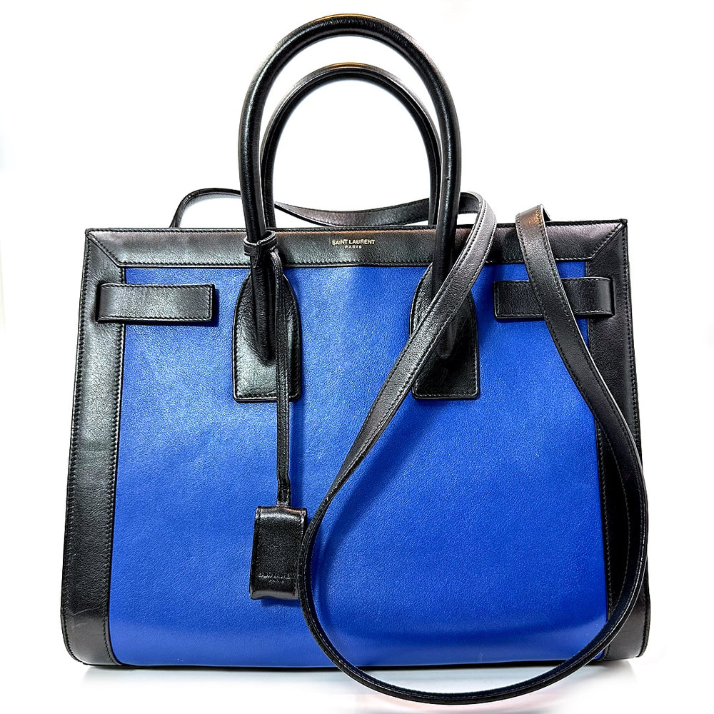 Saint Laurent Small Sac de Jour Tote in Blue/Black Leather - Gemaee  UAE