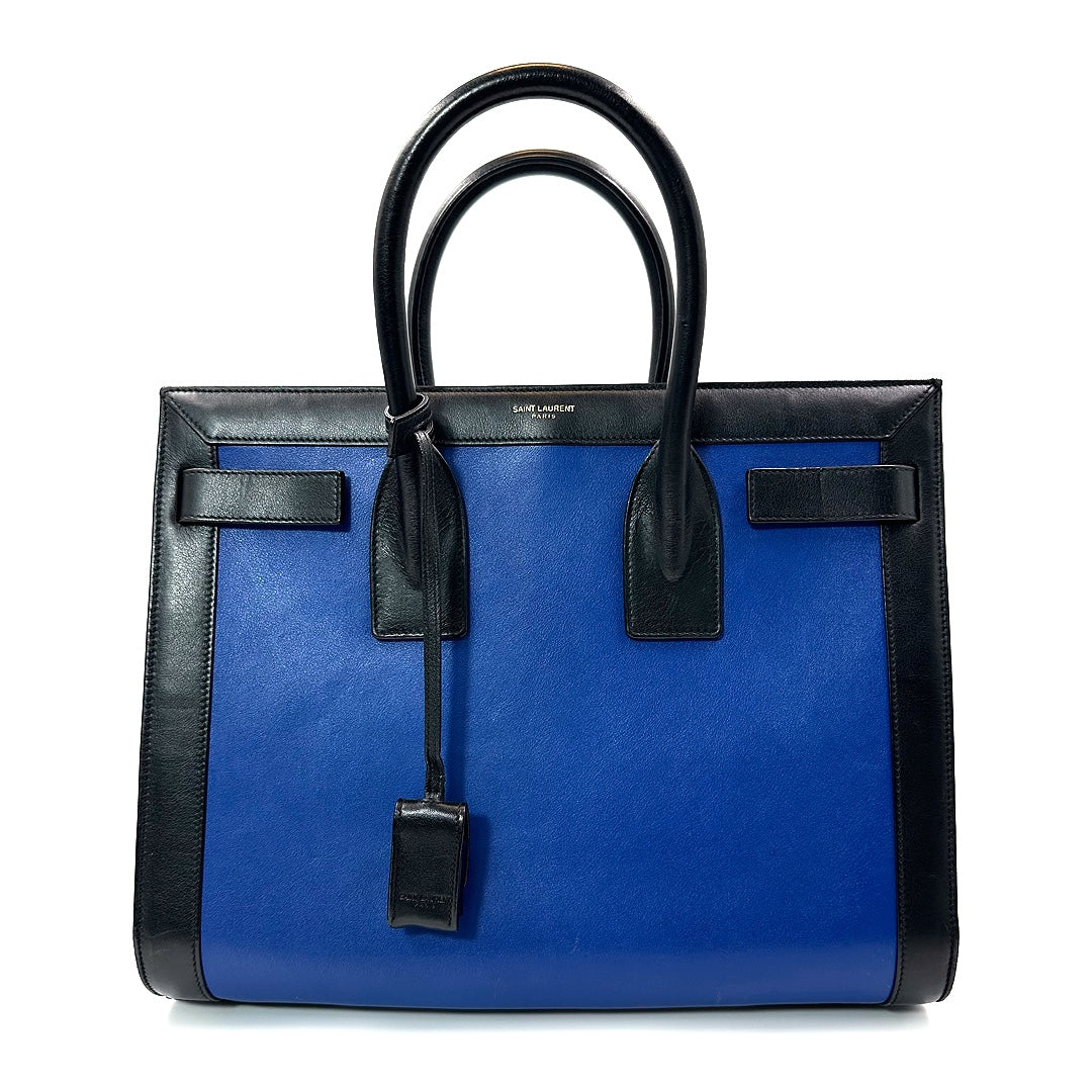 Saint Laurent Small Sac de Jour Tote in Blue/Black Leather - Gemaee  UAE