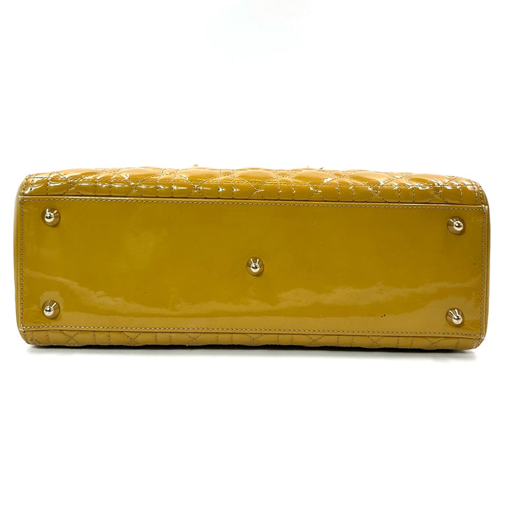 Dior Large Lady Dior Bag in Beige Patent Cannage Leather with Gold Tone Hardware - Gemaee  UAE