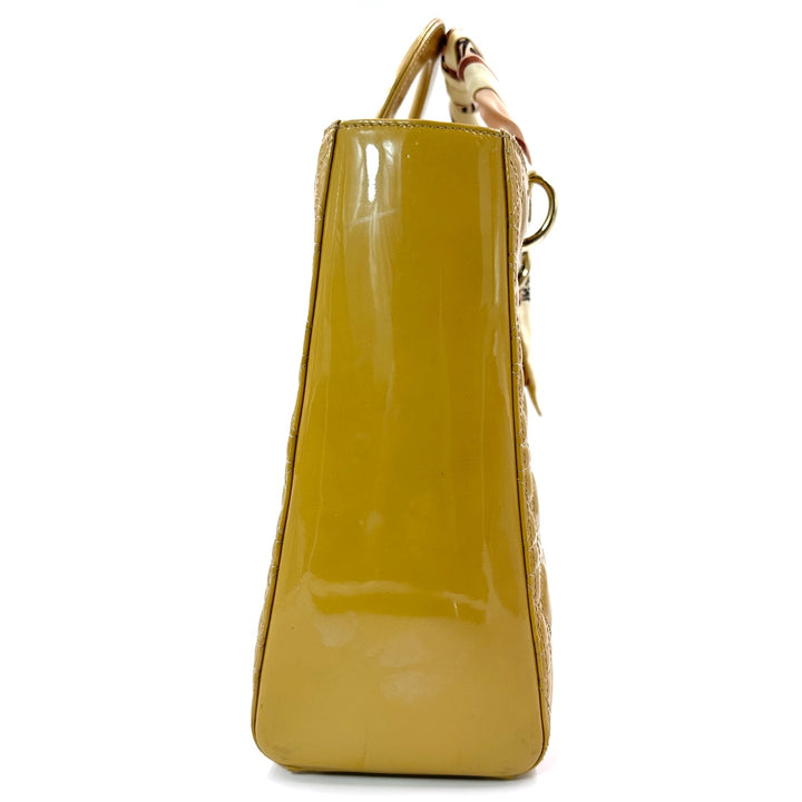 Dior Large Lady Dior Bag in Beige Patent Cannage Leather with Gold Tone Hardware - Gemaee  UAE