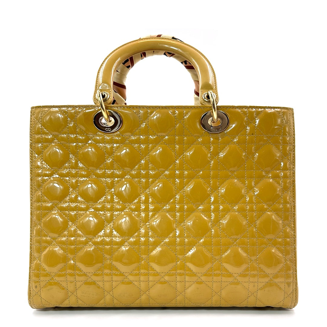 Dior Large Lady Dior Bag in Beige Patent Cannage Leather with Gold Tone Hardware - Gemaee  UAE