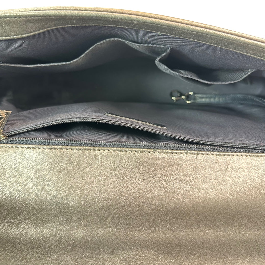 Chanel Large Boy Flap Bag in Grey Cube-Embossed Leather - Gemaee  UAE
