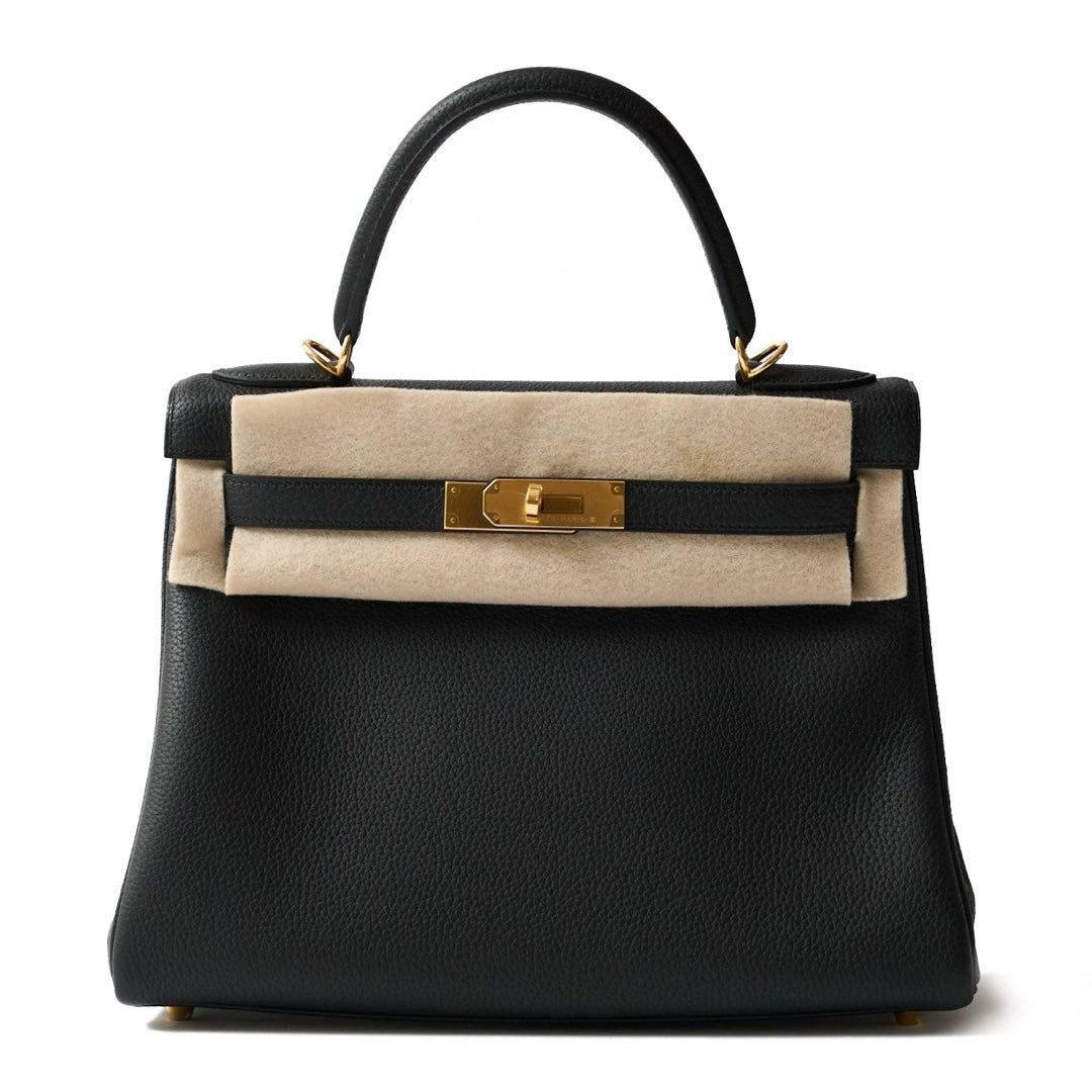 Hermès Kelly II Retourne 28 Noir Togo Leather Bag with Gold Hardware - Gemaee  UAE