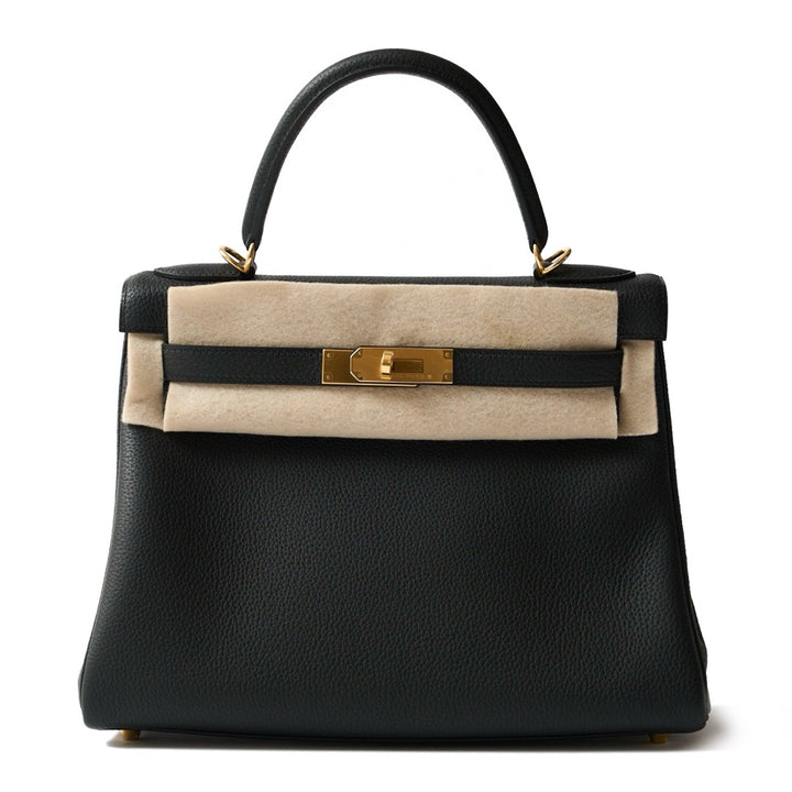Hermès Kelly II Retourne 28 Noir Togo Leather Bag with Gold Hardware - Gemaee  UAE