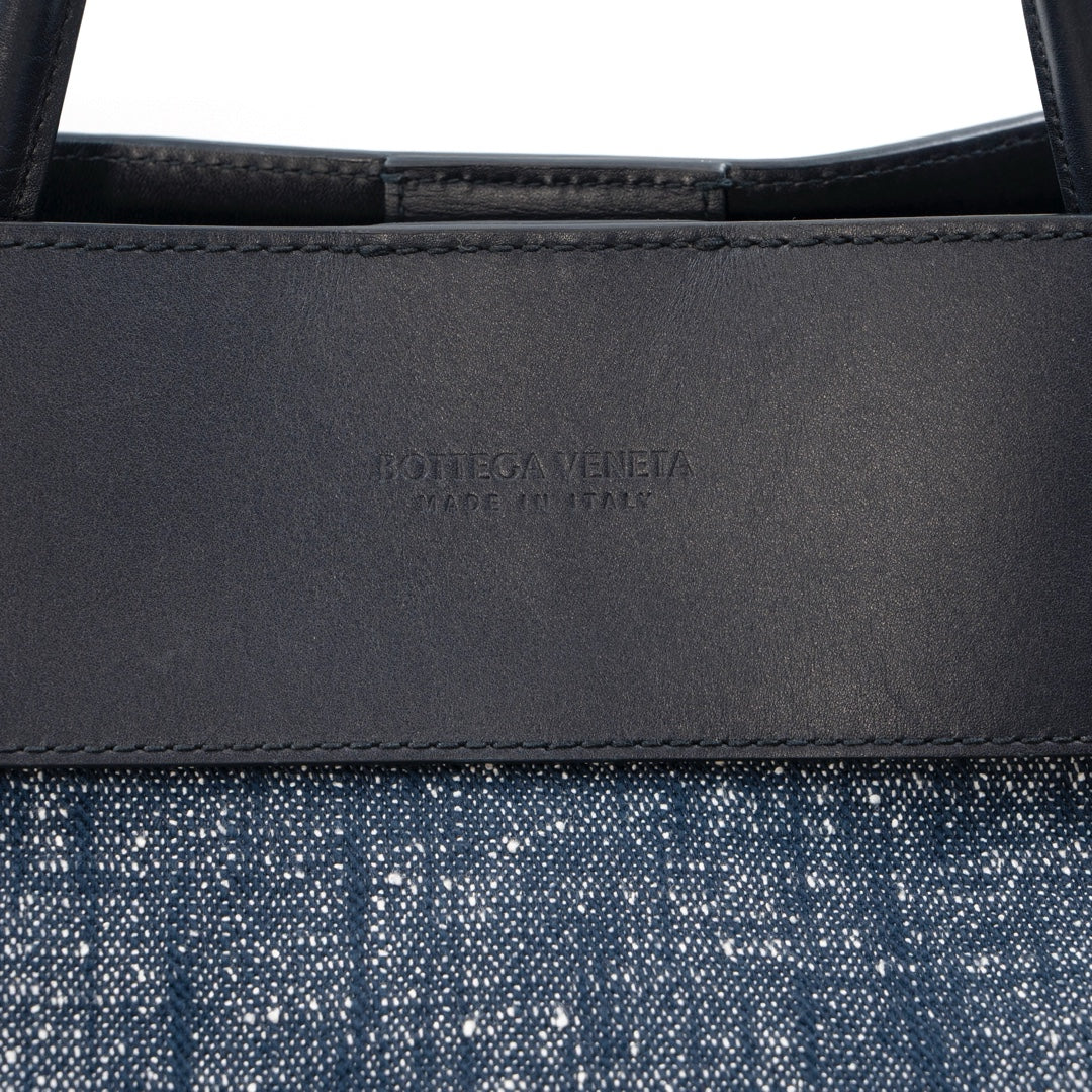 Bottega Veneta Large Andiamo Top Handle Bag in Navy White Space