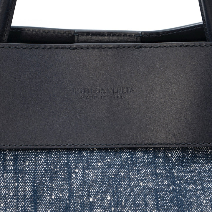 Bottega Veneta Large Andiamo Top Handle Bag in Navy White Space