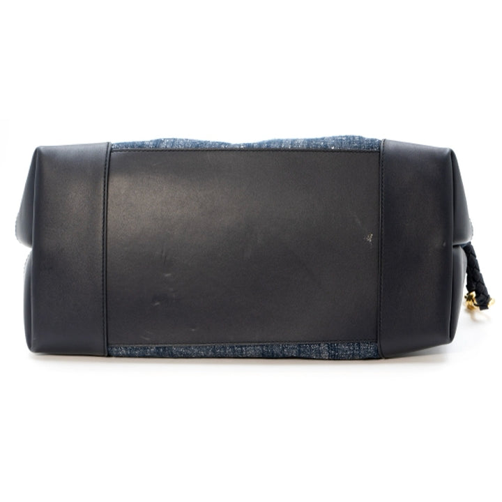 Bottega Veneta Large Andiamo Top Handle Bag in Navy White Space