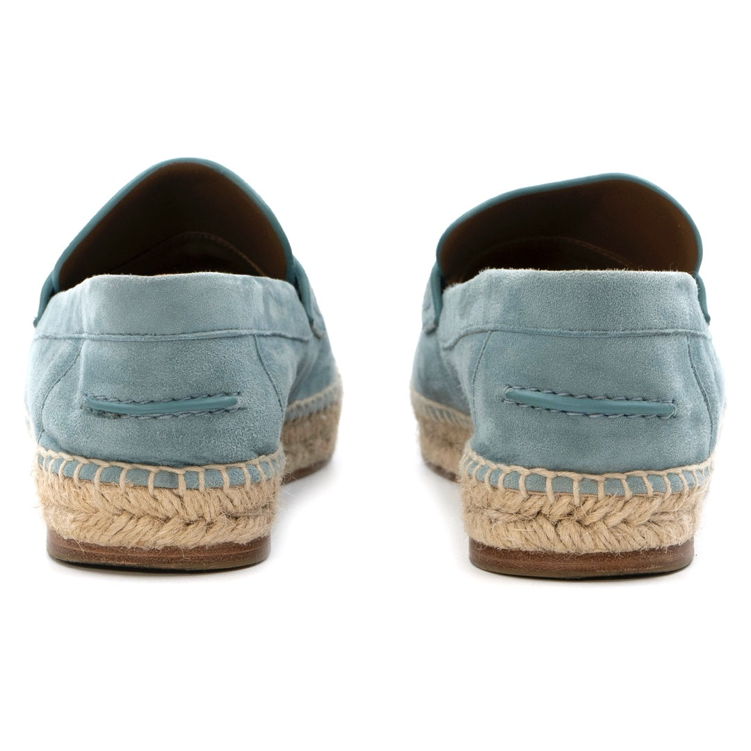Hermès Bleu Clair Suede Espadrille Loafers with Jute Sole