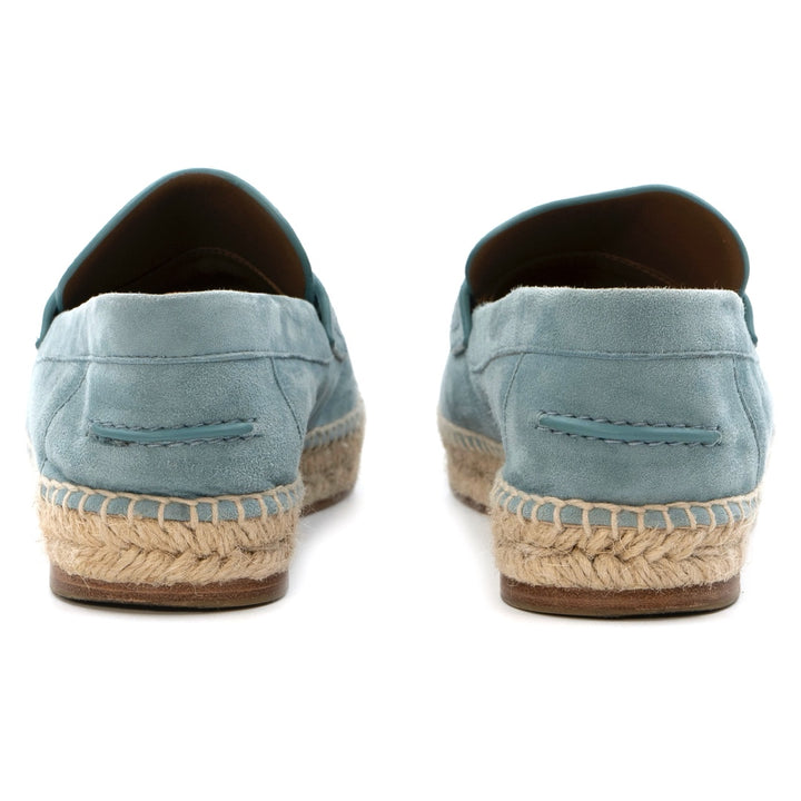 Hermès Bleu Clair Suede Espadrille Loafers with Jute Sole