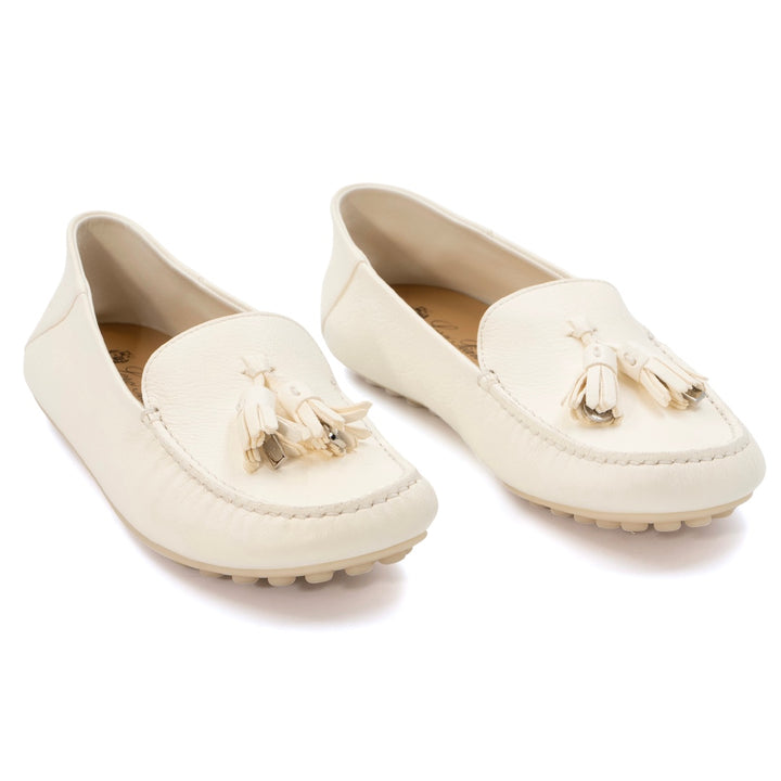 Loro Piana Dot Sole Walk Loafer in White Deerskin