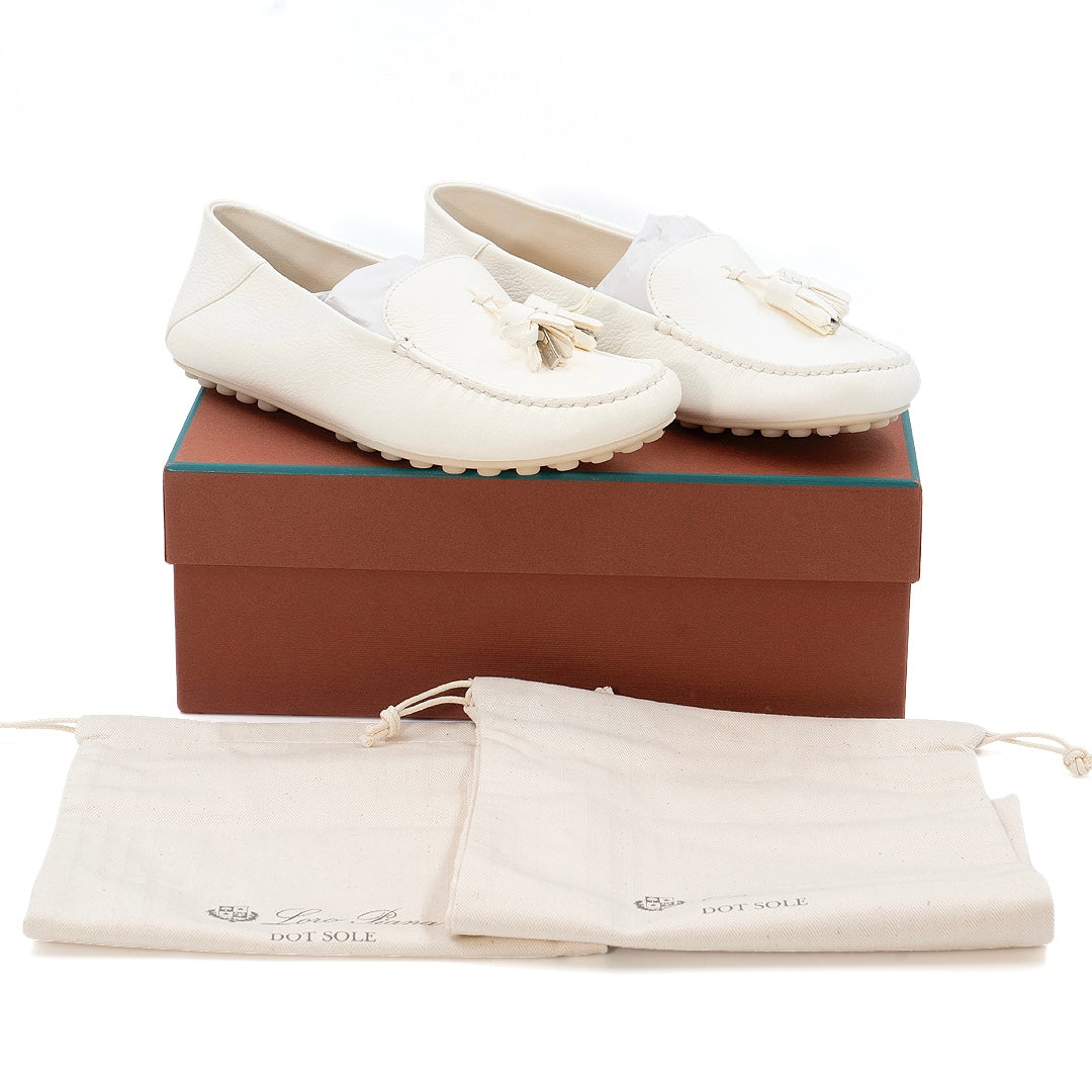 Loro Piana Dot Sole Walk Loafer in White Deerskin