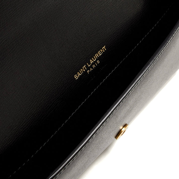 Saint Laurent Cassandre Phone Holder Bag in Black Smooth Leather with Gold Tone Cassandre Logo - Gemaee  UAE