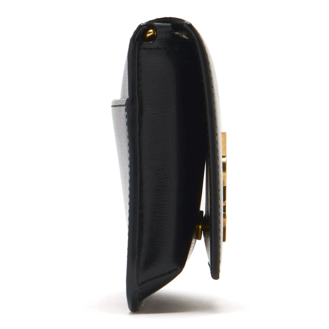 Saint Laurent Cassandre Phone Holder Bag in Black Smooth Leather with Gold Tone Cassandre Logo - Gemaee  UAE
