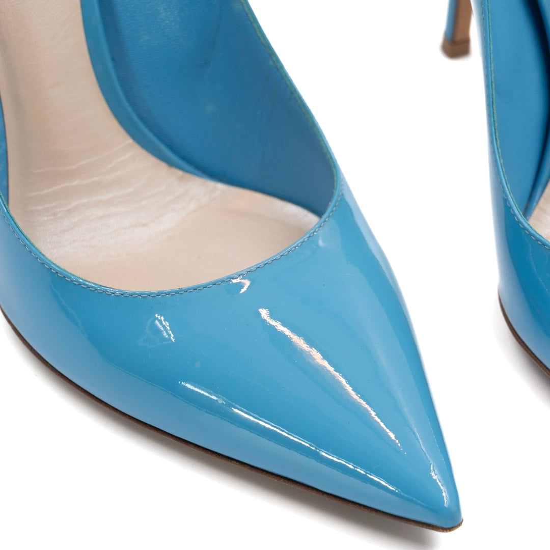Christian Dior Blue Patent Leather Pointed Toe Pumps
