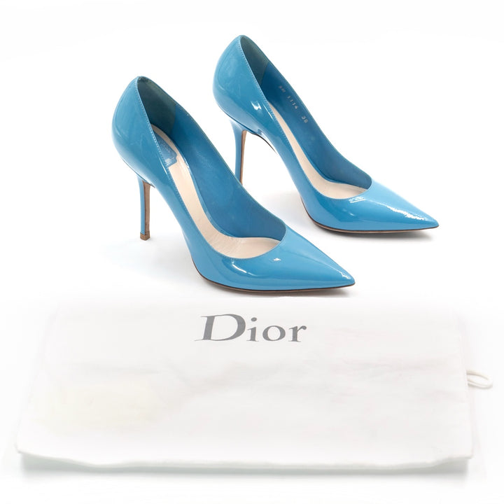 Christian Dior Blue Patent Leather Pointed Toe Pumps