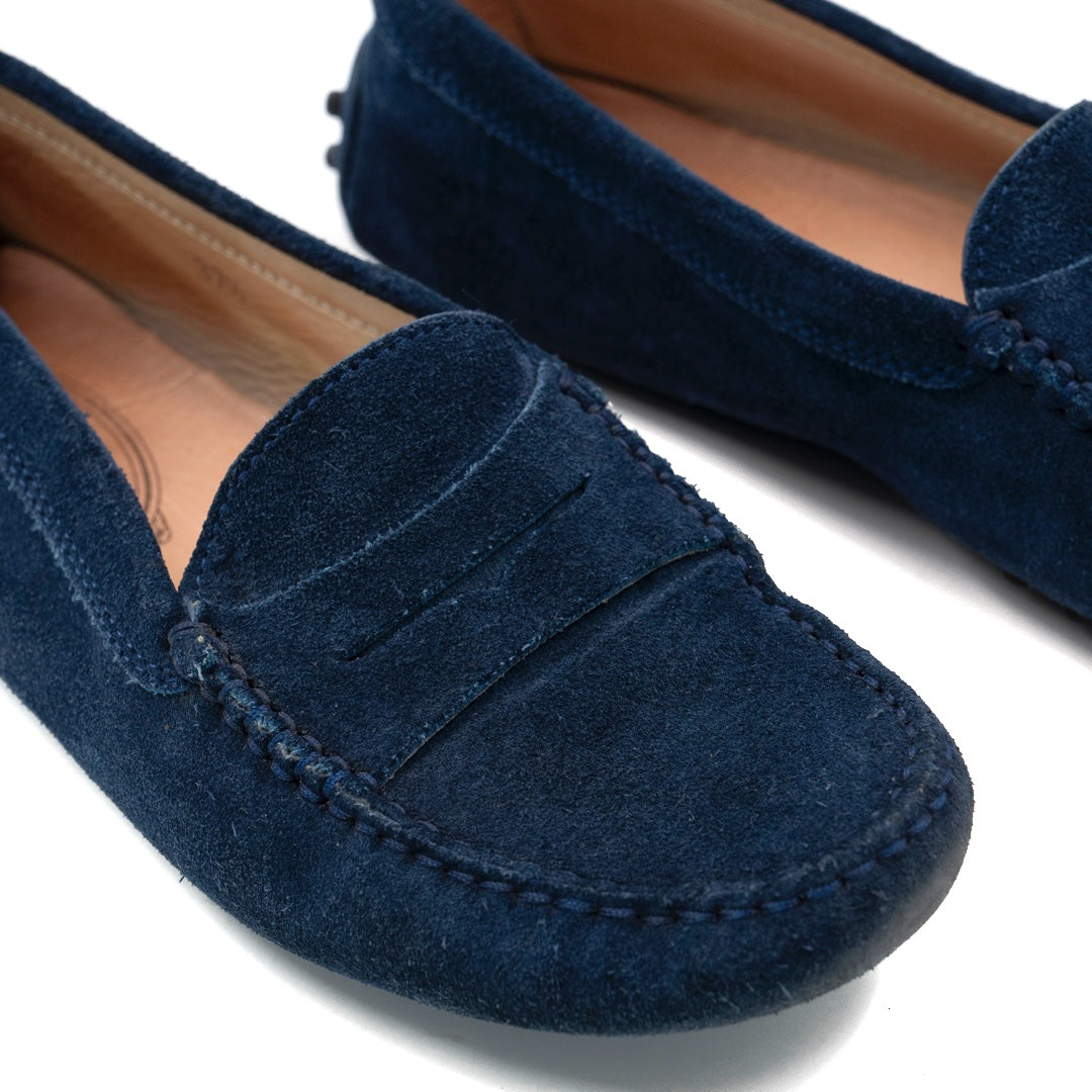 Tod’s Blue Suede City Gommino Loafers
