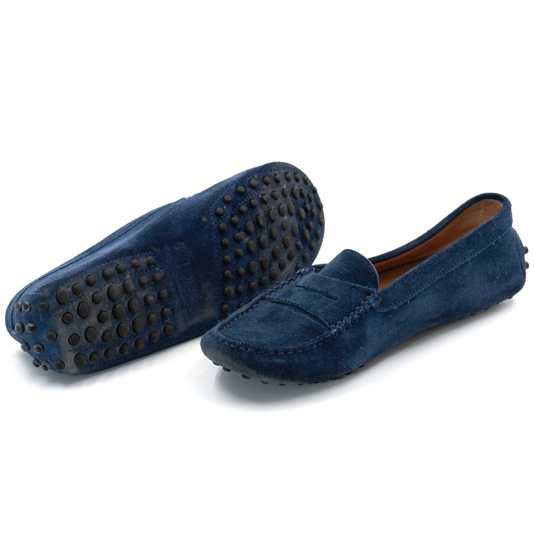 Tod’s Blue Suede City Gommino Loafers