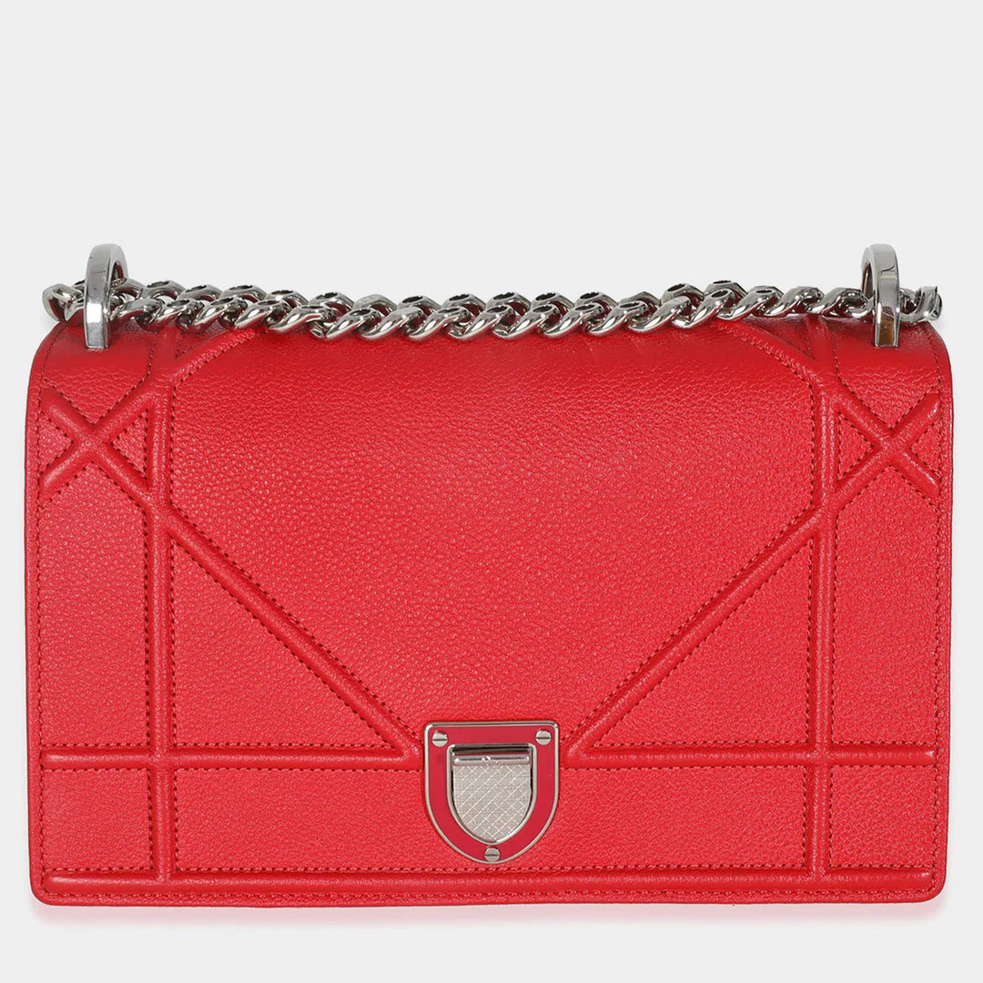 Dior Medium Red Leather Diorama Shoulder Bag