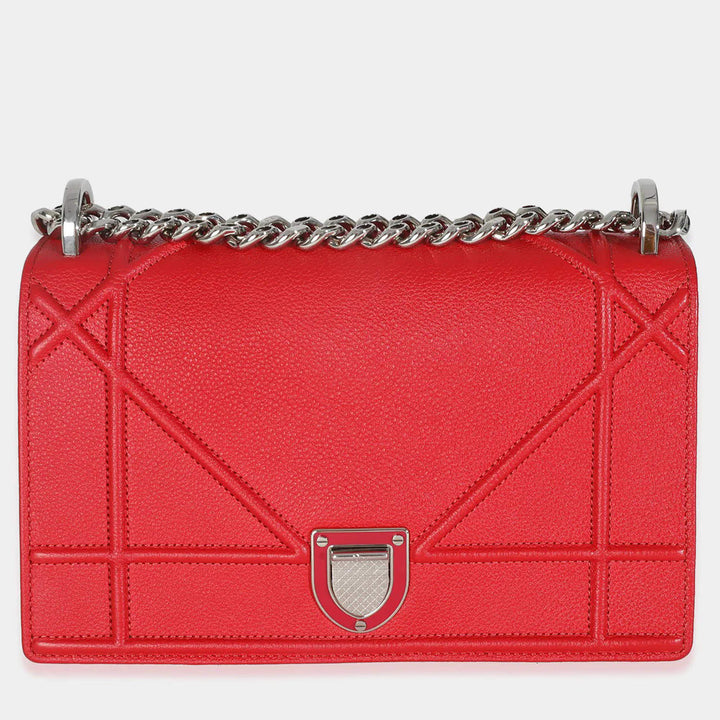 Dior Medium Red Leather Diorama Shoulder Bag