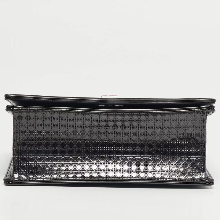 Dior Small Dark Grey Micro-Cannage Patent Leather Diorama Flap Bag