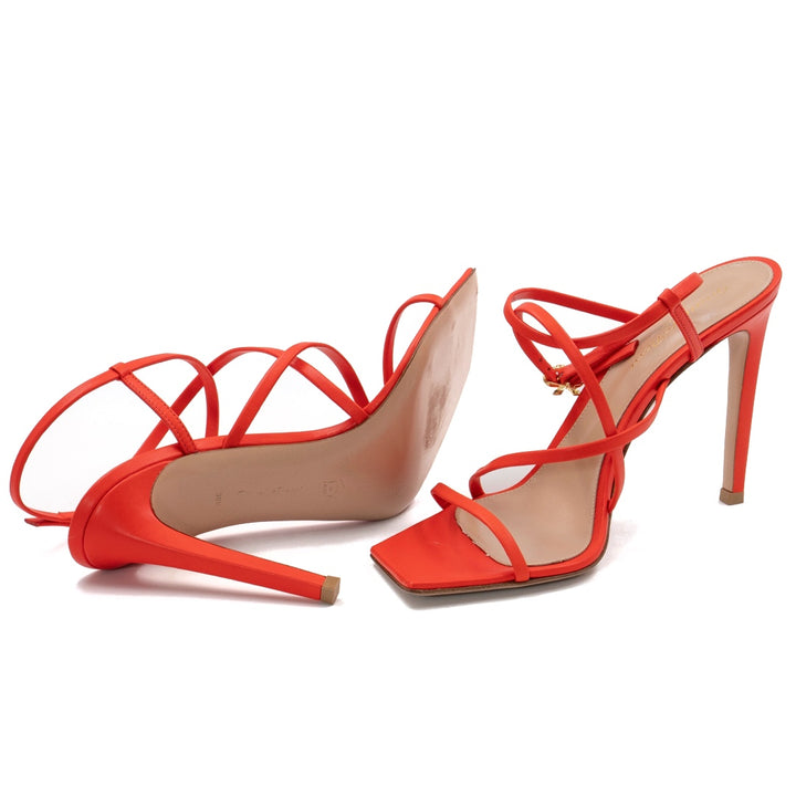 Gianvito Rossi Poppy Red Leather Manilla Sandals - Gemaee  UAE