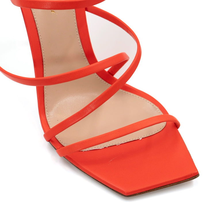 Gianvito Rossi Poppy Red Leather Manilla Sandals - Gemaee  UAE