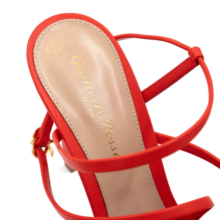 Gianvito Rossi Poppy Red Leather Manilla Sandals - Gemaee  UAE