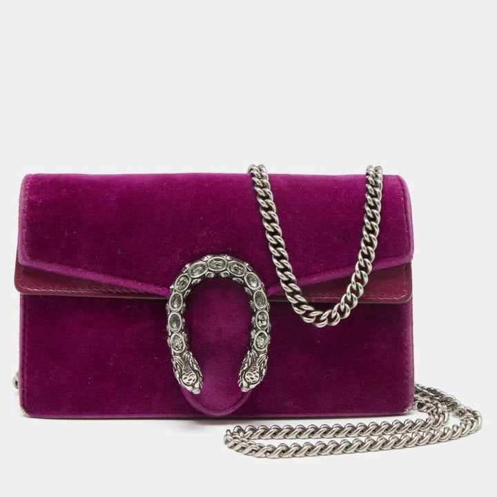 Gucci Super Mini Dionysus Purple Velvet and Leather Crossbody Bag