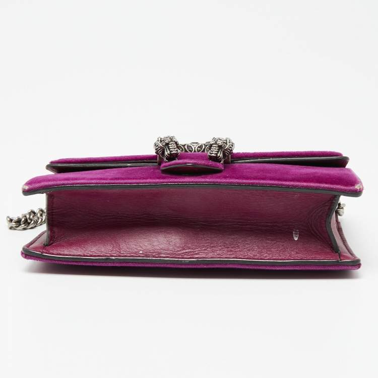 Gucci Super Mini Dionysus Purple Velvet and Leather Crossbody Bag