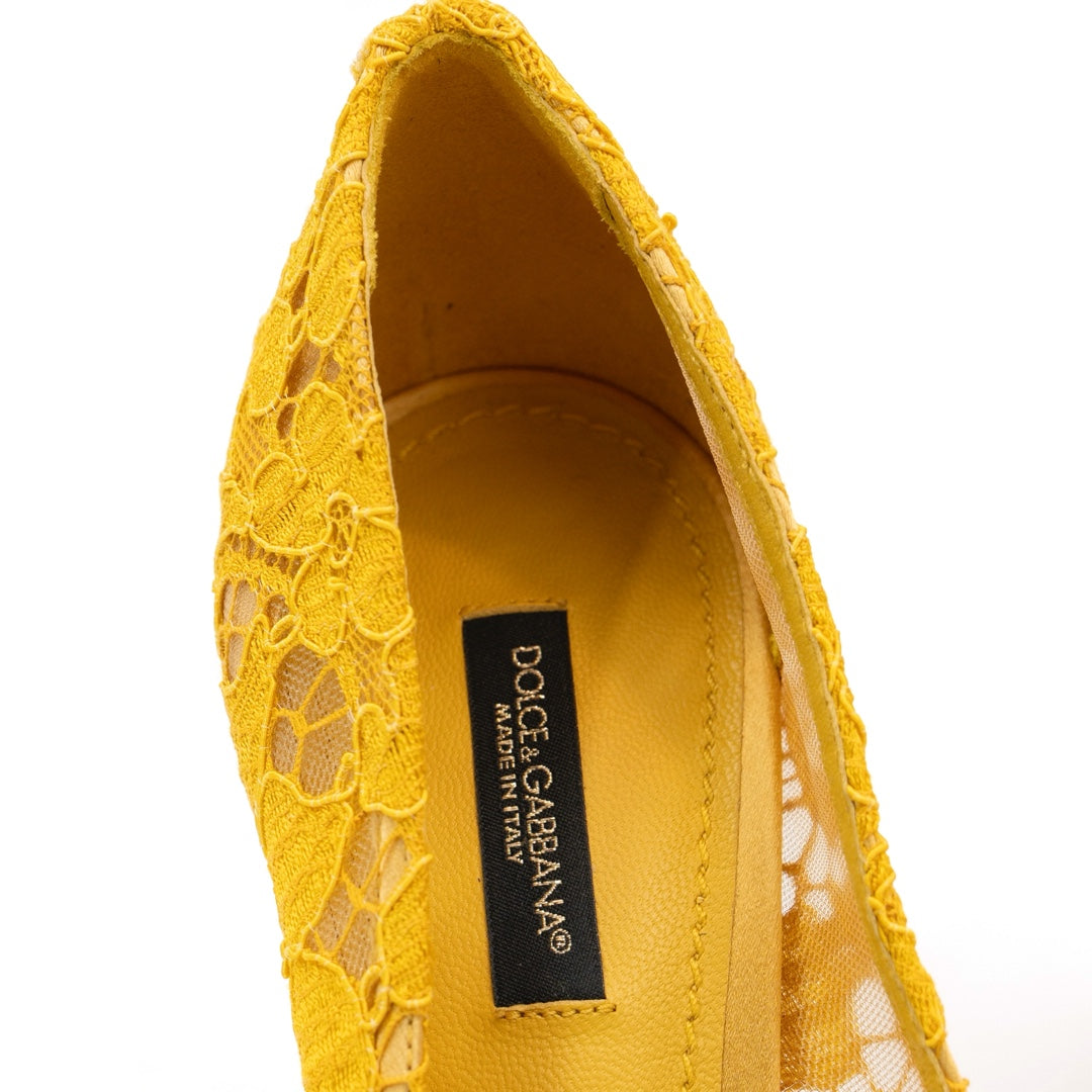 Dolce & Gabbana Bellucci Pumps in Yellow Lace & Mesh