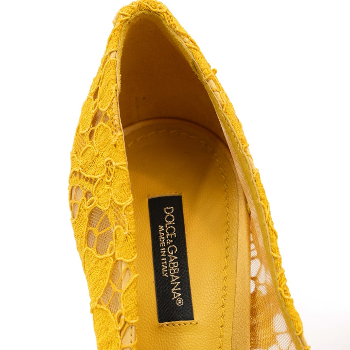 Dolce & Gabbana Bellucci Pumps in Yellow Lace & Mesh