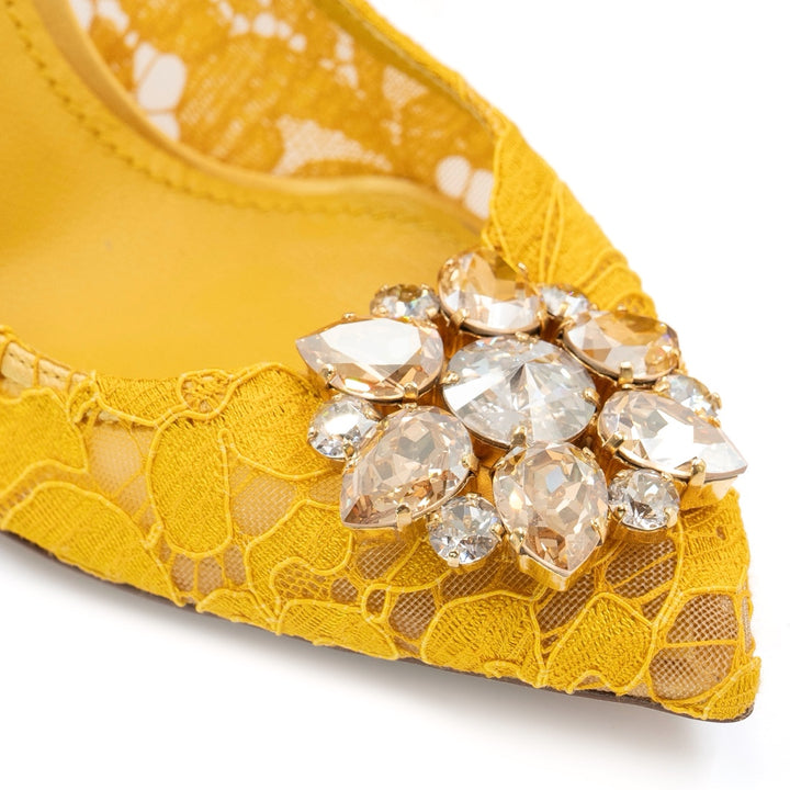 Dolce & Gabbana Bellucci Pumps in Yellow Lace & Mesh